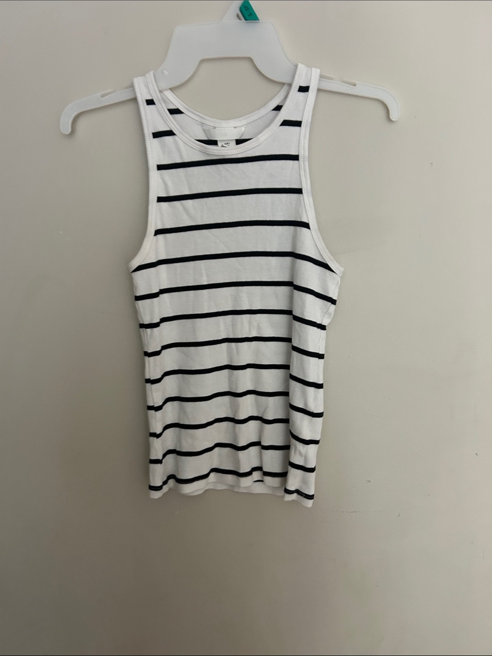 H&M White Tank Top with Black Stripes